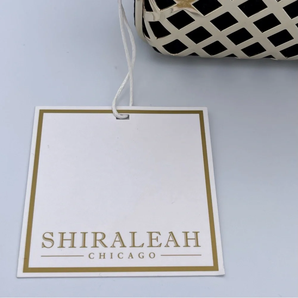 SHIRALEAH 🖤 NWT ‘Jean Minaudiere’ Black & Gold Evening Clutch - Picture 10 of 13